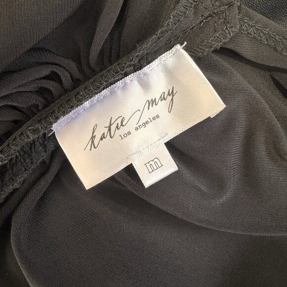 Katie May Los Angeles Dress M In a Mood Black Long Sleeve Plunge Maxi Gown - Picture 9 of 12